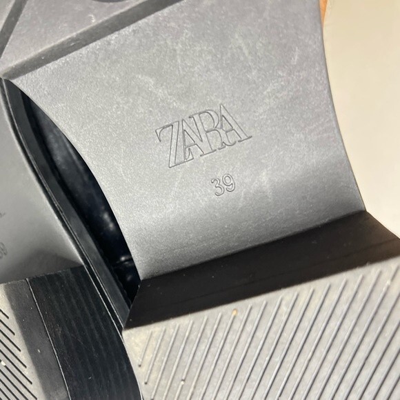 Zara Chelsea Lug Sole Chunky Heel Platform Ankle Boot Black Size 39 US 8 - Picture 5 of 16